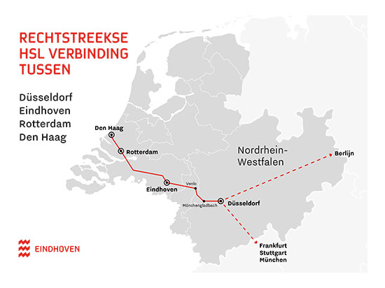 Eindhoven en Düsseldorf willen snelle treinverbinding tussen steden